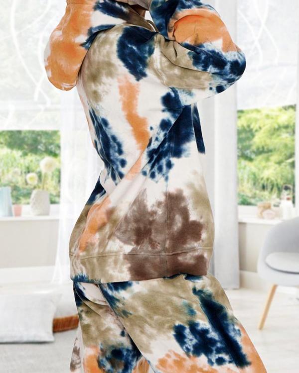 Casual Sports Tie-dyed Sweater Trousers Two-piece